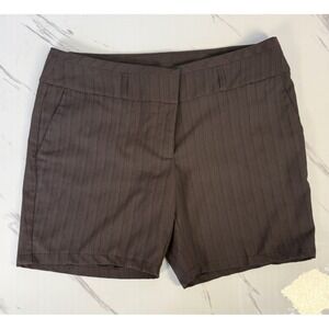 Tracy Evans Shorts Women 9 Brown Pinstripe Dress Shorts Mid Rise Professional